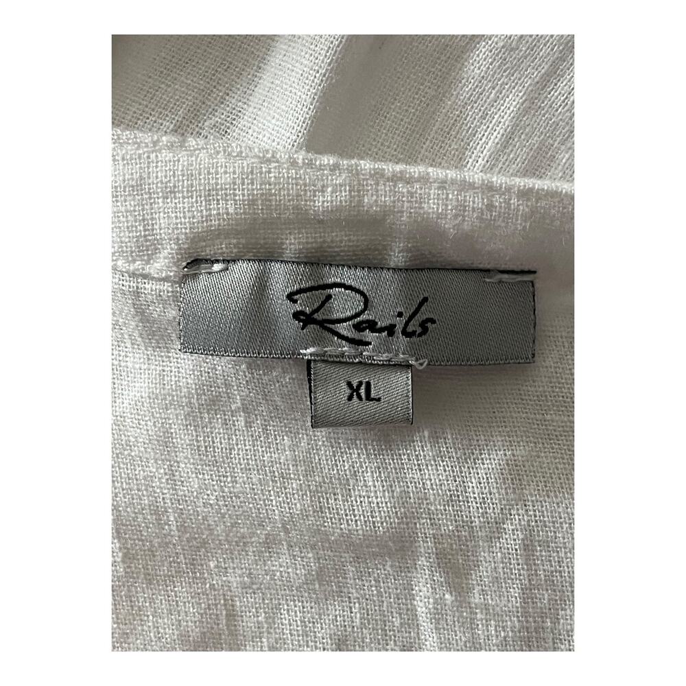 Rails Dress Jasmine smocked waist long sleeve linen mix white size X-Large XL - Picture 6 of 9